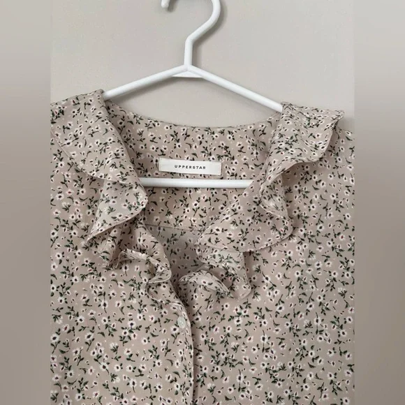 Floral Mini Dress Puff Sleeve Button Front Summer - Picture 4 of 9